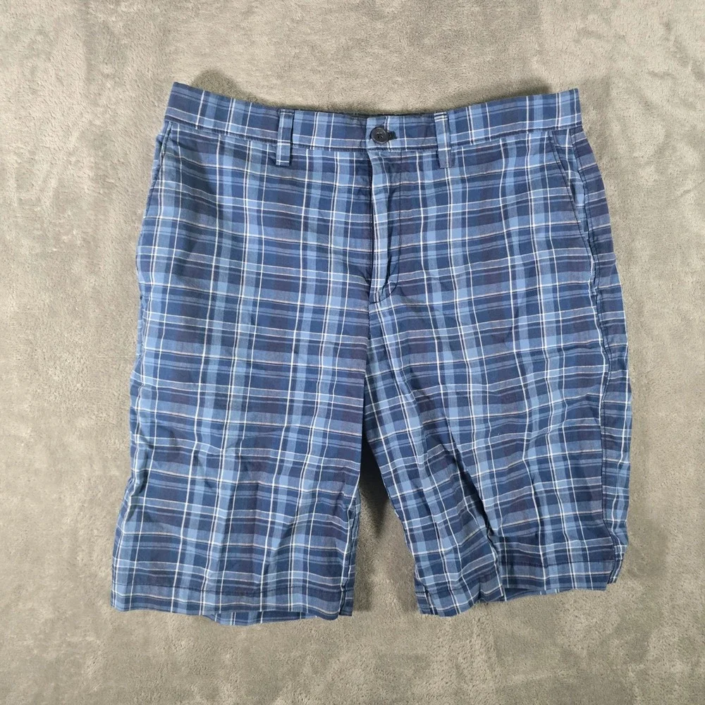 Banana Republic Mens Plaid Shorts Emerson‎ Casual Blue Size 32